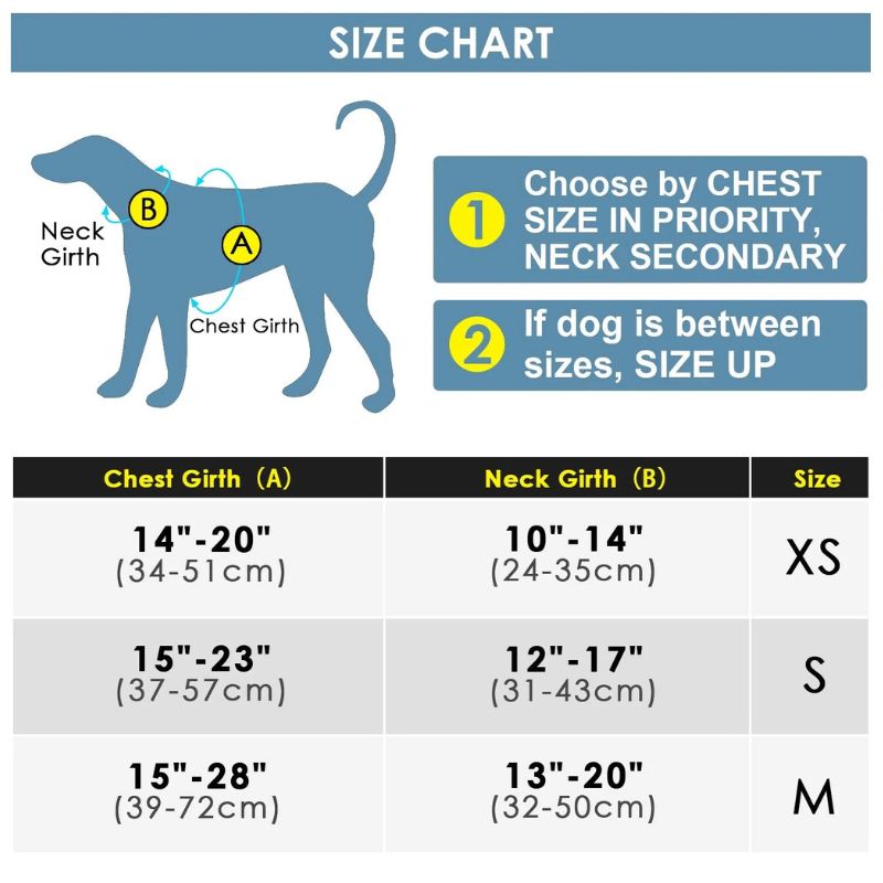 Buddyrider-harness-size-chart