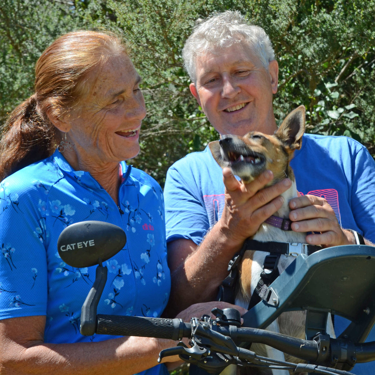 Garry, Kathy and truffle in the best dog bike seat