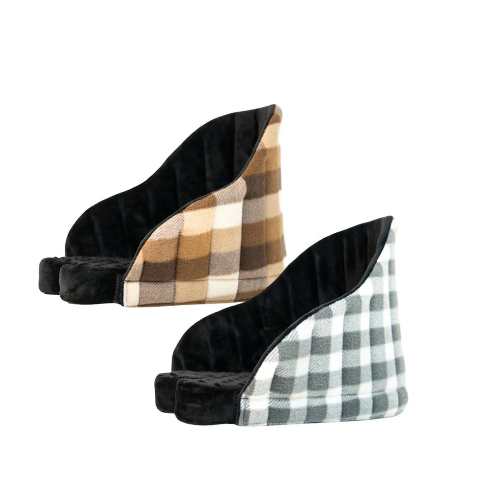 charcoal and caramel dog cushions