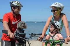 The whole family can come along on a bike ride with the Buddy Rider dog bike seat