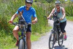 Truffle and Frodo going for a bike ride