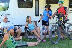 Enjoying a break on our bike rider