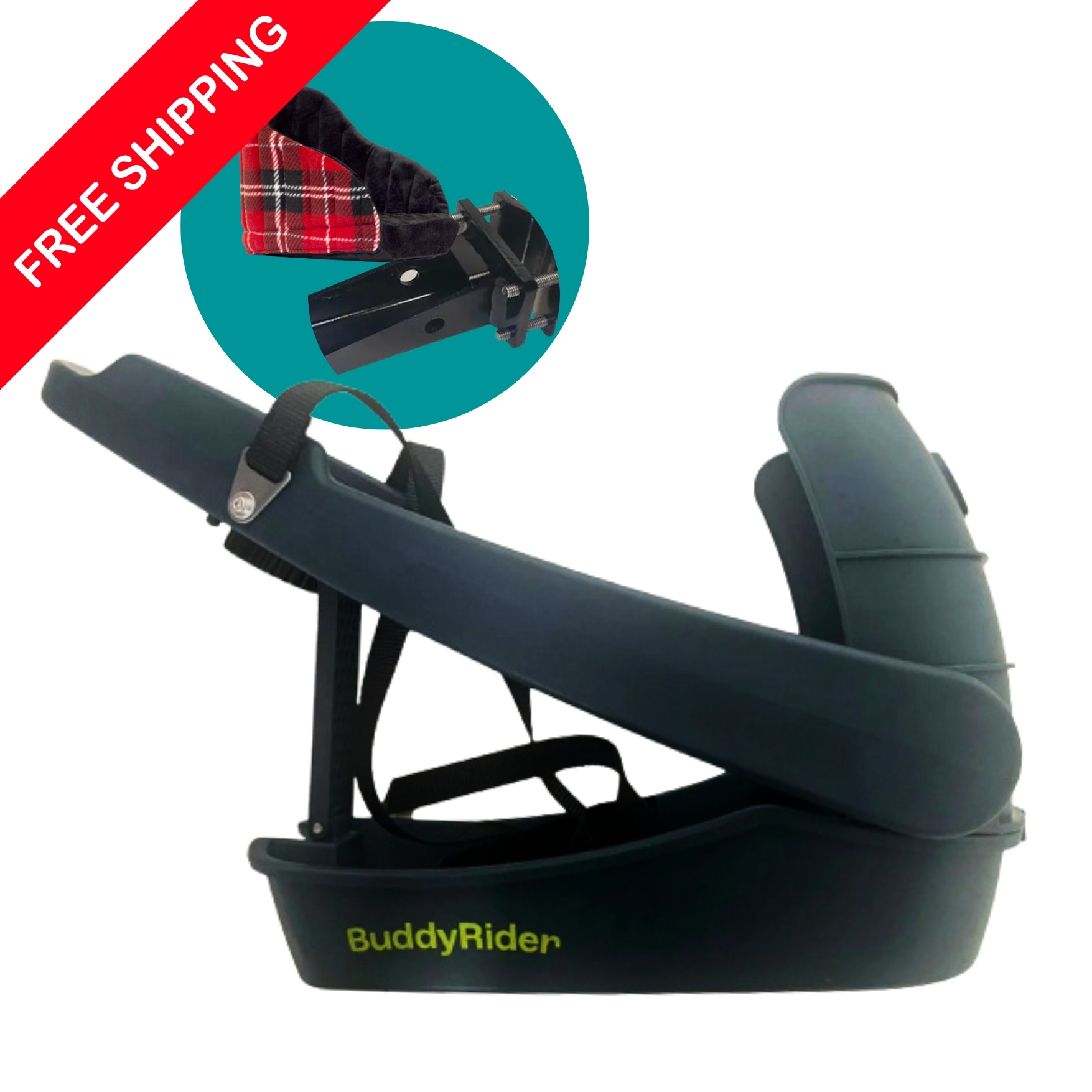 Buddyrider dog bike seat with extra receiver and cushion insert